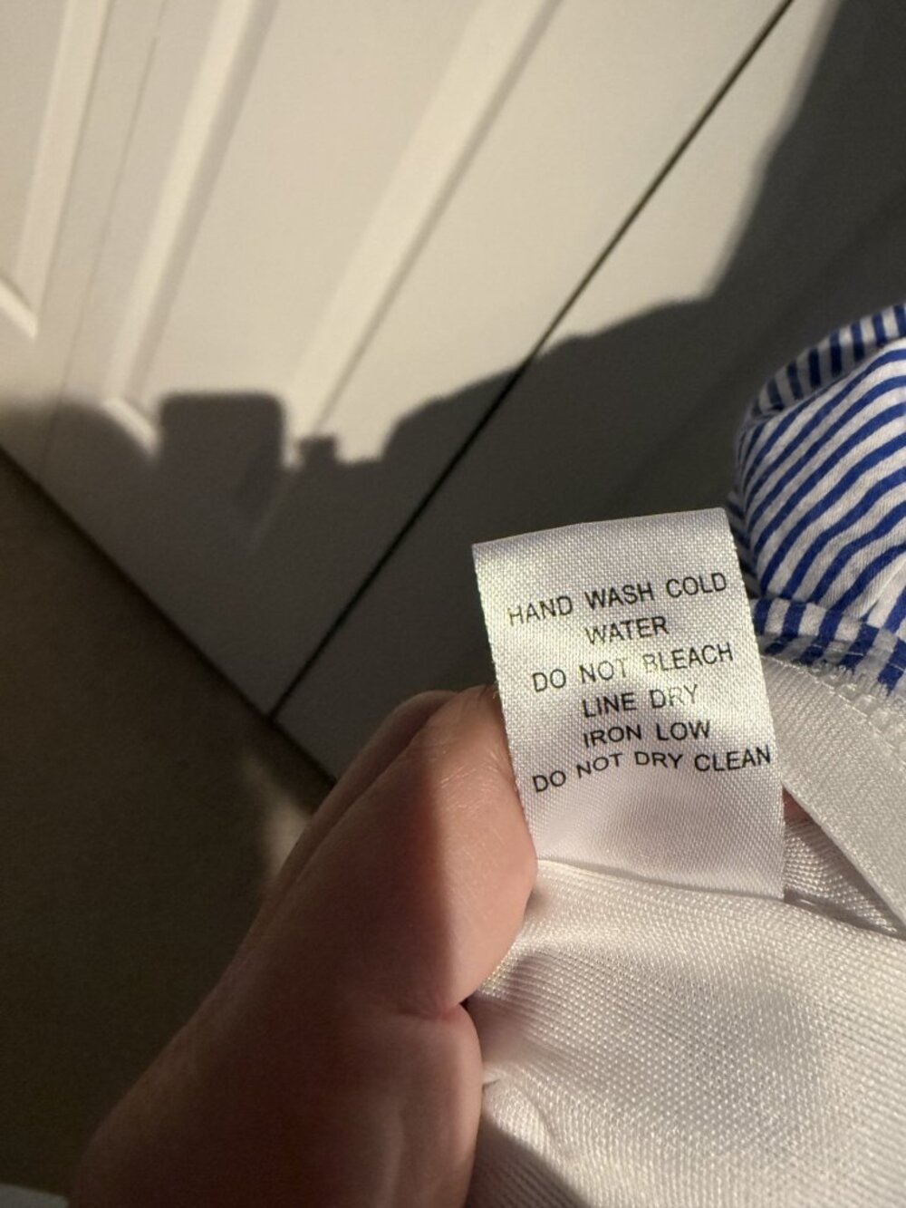 Women's White and Blue Striped Casual Mini Dress Size Small Button Front Preppy - Picture 5 of 6